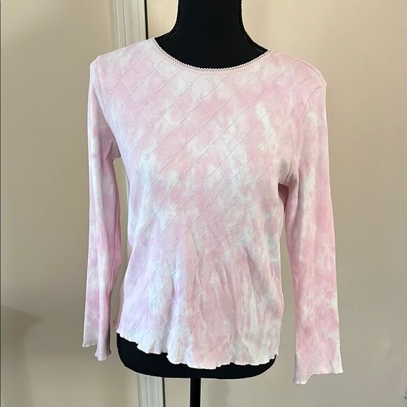 LoveShackFancy Pink Tie Dye Long Sleeve Tee size Large - Picture 1 of 5